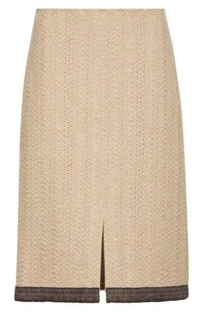 St John St. John Collection Basket Texture Knit Skirt In Flax