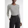St John St. John Collection Breton Stripe Sweater In White
