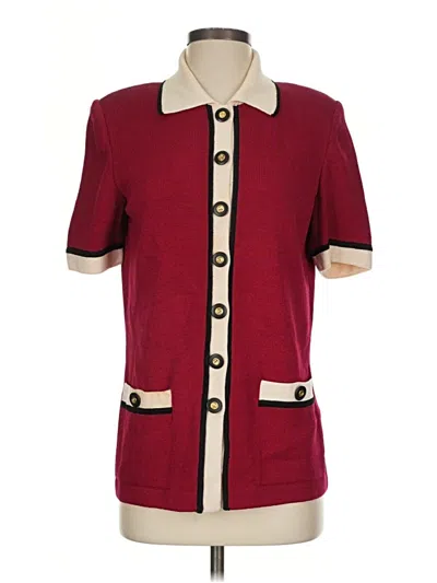 Pre-owned St. John Collection By Marie Gray Cardigan Sweater In Burgundy
