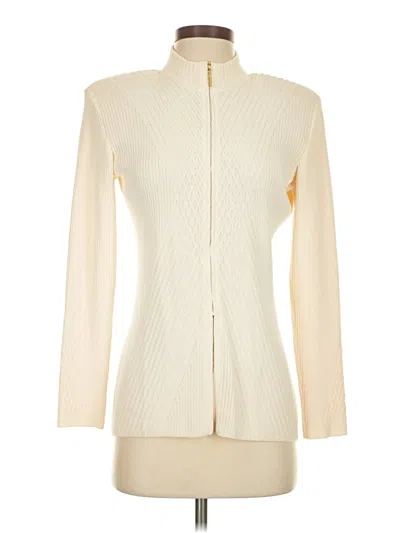 Pre-owned St. John Collection By Marie Gray Cardigan Sweater In White