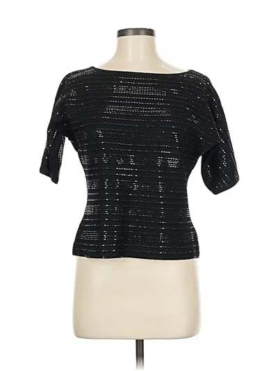 Pre-owned St. John Collection By Marie Gray Short Sleeve Top Black Square Neckline Tops