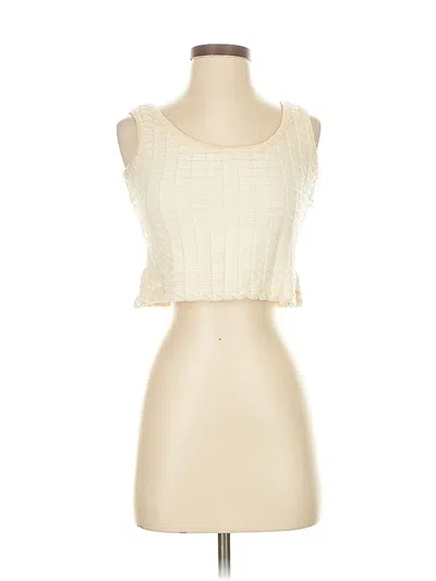 Pre-owned St. John Collection By Marie Gray Sleeveless Top Ivory Scoop Neck Tops In White