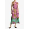 St John St. John Collection California Poppy Metallic Fil Coupé Midi Dress In Lichen Multi/brt Coral Multi