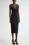 St John Chain Detail Milano Knit Dress In Black