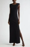 St John Chain Detail Milano Knit Gown In Black
