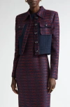 St John St. John Collection Colorblock Tweed Crop Jacket In Multi