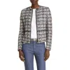St John St. John Collection Cotton Blend Tweed Peplum Jacket In Ecru/black