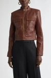 St John Vintage Edge Leather Jacket In Redwood