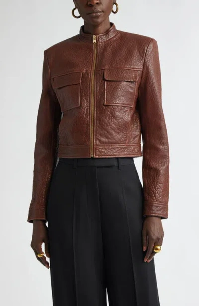 ST JOHN ST. JOHN CRINKLED LEATHER MOTO JACKET