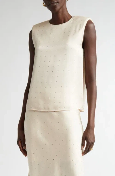 St John St. John Collection Crystal Embellished Sleeveless Top In Putty