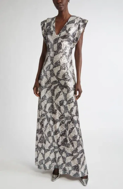 St John St. John Collection Cubist Sequin Gown In Multi