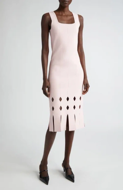 St John St. John Collection Cutout Fringe Hem Jumper Dress In Pale Pink