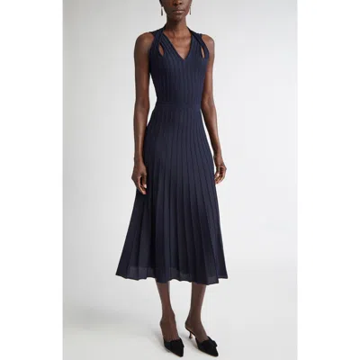 St John St. John Collection Diagonal Knit Fit & Flare Dress In Blue