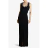 St John Crystal Embellished Sleeveless Stretch Viscose Milano Knit Gown In Black
