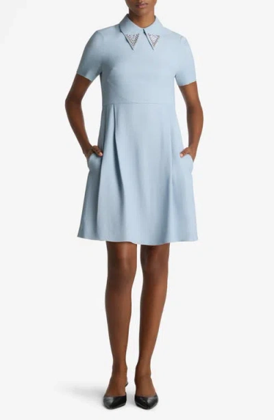 St John St. John Collection Embellished Point Collar A-line Dress