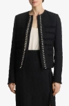 St John Embellished Tweed Jacket In Black