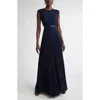 St John St. John Collection Emery Pleated Lightweight Crepe Gown