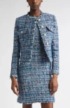 St John St. John Collection Eyelash Tweed Jacket In Blue