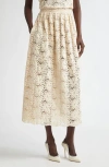 St John St. John Collection Floral Guipure Lace Midi Skirt In Pink Blush