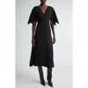 St John St. John Collection Flutter Sleeve Stretch Cady Midi Dress In Black