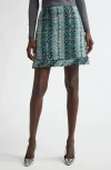 St John St. John Collection Foiled Eyelash Tweed Miniskirt In Juniper/aquamarine Multi