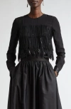 St John Sequined Fringed Blouse In Black