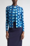 St John St. John Collection Geo Print Wool Cardigan