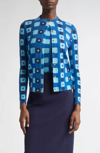 St John St. John Collection Geo Print Wool Cardigan