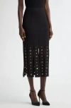 St John St. John Collection Grommet Studded Car Wash Knit Skirt In Black