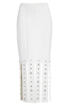 St John St. John Collection Grommet Studded Car Wash Knit Skirt In Pearl