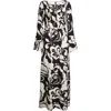 St John St. John Collection Harlow Leaf Print Long Sleeve Silk Maxi Dress In Multi