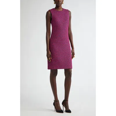 St John St. John Collection Honeycomb Tweed Sleeveless Sheath Dress