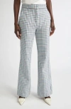 St John St. John Collection Houndstooth Stretch Cotton Flare Leg Pants In Blue