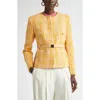 St John St. John Collection Italian Slubbed Tweed Knit Belted Jacket In Sonora/dune Multi