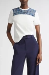 St John St. John Collection Jersey T-shirt With Multieyelash Tweed In White