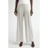 St John Satin Crepe Wide-leg Trouser Pants With Button Detail In Grey