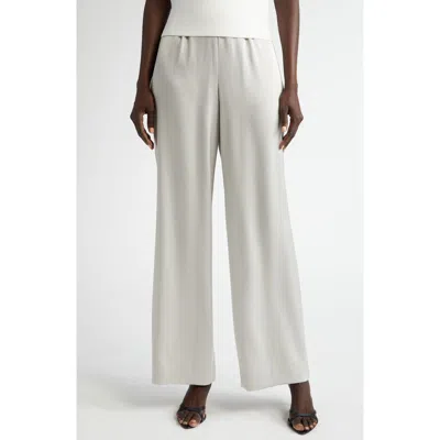 St John Satin Crepe Wide-leg Trouser Pants With Button Detail In Grey