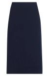 St John St. John Collection Lace Inset Satin Back Crepe Skirt In Blue