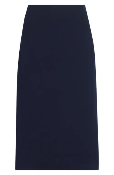 St John St. John Collection Lace Inset Satin Back Crepe Skirt In Blue