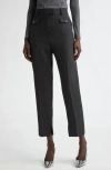 St John Double-face Luxe Ponte Straight-leg Pants In Dark Heather Grey