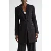 St John St. John Collection Metallic Boucle Belted Longline Jacket In Black