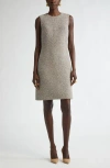St John St. John Collection Metallic Eyelash Tweed Dress In Shadow/silver/khaki Multi