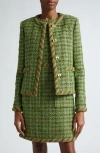 St John St. John Collection Metallic Eyelash Tweed Jacket In Cypress/ Moss Multi