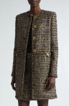 St John Eyelash Tweed Long Jacket In Cypress Multi