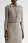 St John St. John Collection Metallic Eyelash Tweed Jacket In Shadow/silver/khaki Multi