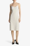 St John Mixed Media Slip Dress In Ecru Lurex Multi