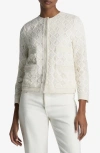 St John St. John Collection Metallic Tweed & Guipure Lace Long Jacket In Ecru Lurex Multi