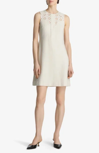 St John St. John Collection Metallic Tweed & Guipure Lace Shift Dress In Ecru Lurex Multi