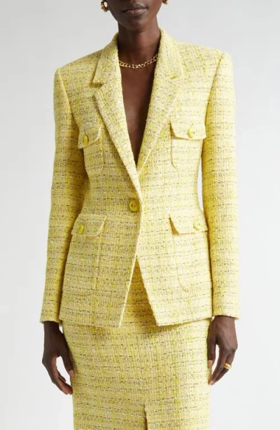 St John St. John Collection Metallic Tweed One-button Jacket In Golden Citrus Lurex Multi
