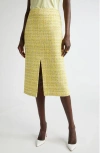 St John St. John Collection Metallic Tweed Pencil Skirt In Golden Citrus Lurex Multi